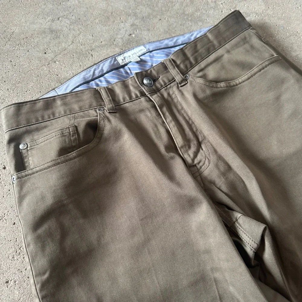 Peter Millar Crown Ultimate Sateen 5-Pocket Pants Mens 32x28 Brown Modal Chino
